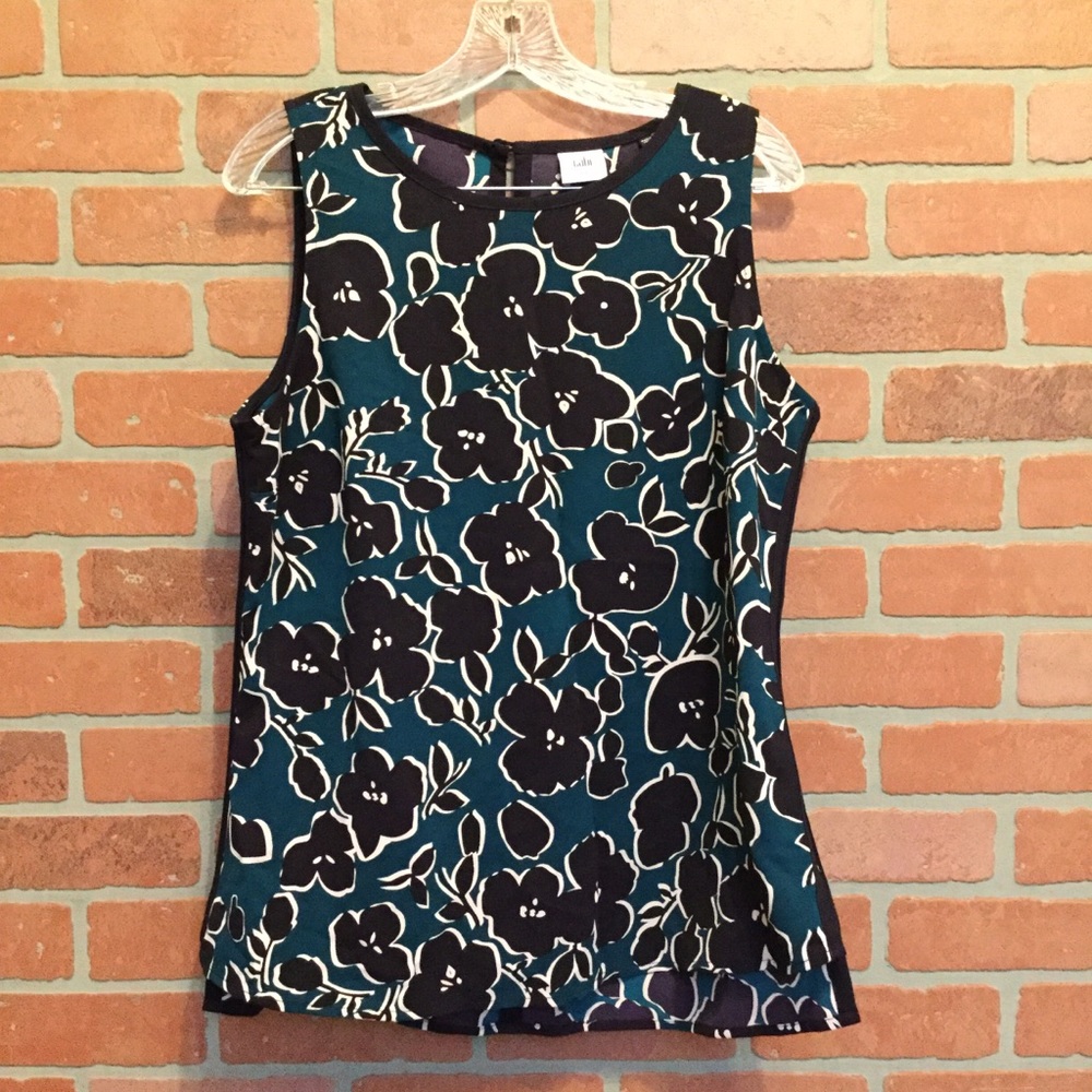 CAbi Warhol Top dressy tank floral print  #3087